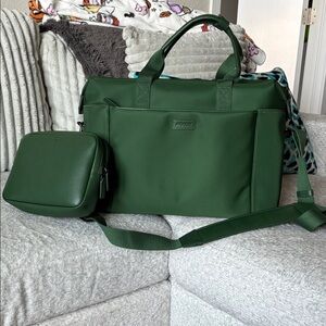 Forest Green Travel Weekender Bag with Pouch